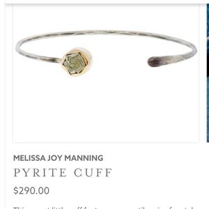 Melissa Joy Manning Silver Hammered Cuff with Gold Bezel and Green Pyrite